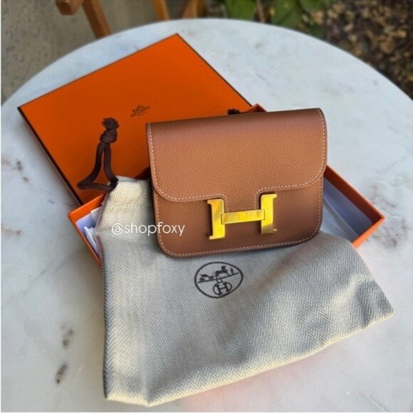 Hermès Gold Evercolor Leather Constance Slim Belt Bag Wallet with pouch - Picture 2 of 15